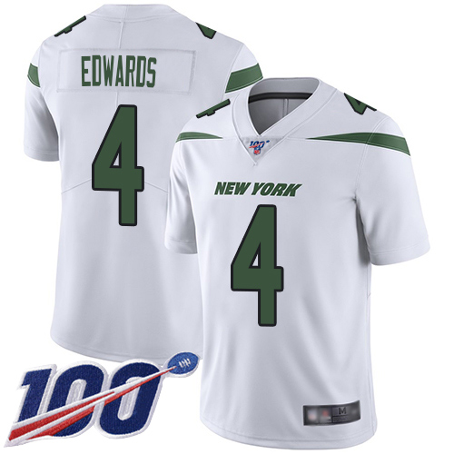 New York Jets Limited White Men Lac Edwards Road Jersey NFL Football #4 100th Season Vapor Untouchable